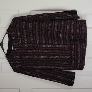 Anthropologie Akemi + Kin womens red black silver metallic thread top sz S